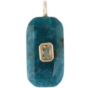Pendente rettangolare 34x15 mm con pietra semipreziosa e CZ - Apatite - Giallo o Cristallo