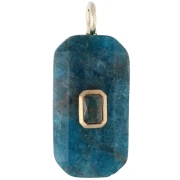 Pendente rettangolare 34x15 mm con pietra semipreziosa e CZ - Apatite - Giallo o Cristallo