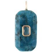 Pendente rettangolare 34x15 mm con pietra semipreziosa e CZ - Apatite - Giallo o Cristallo