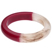 Bracciale rigido ovale bicolore in resina - Rosso scuro - Avorio marmorizzato x1