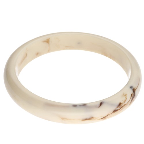 Bracciale rigido da 64 mm in resina opaca - Beige - Effetto marmorizzato marrone x1