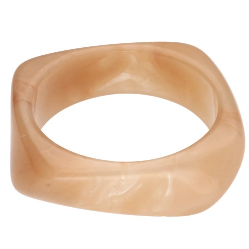 Bracciale rigido quadrato irregolare da 64 mm in resina traslucida - Salmone marmorizzato