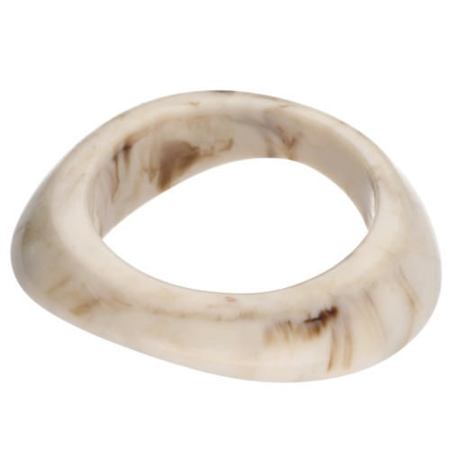 Bracciale a giro spesso e irregolare da 64 mm in resina opaca - Avorio marmorizzato x1