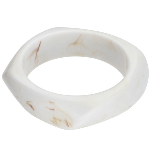 Bracciale a girocollo quadrato irregolare da 65 mm in resina opaca - Bianco marmorizzato x1
