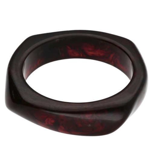 Bracciale a giro quadrato irregolare da 65 mm in resina traslucida marrone scuro marmorizzato x1
