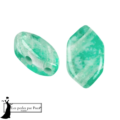 Perla in vetro Paros® di Puca® 7x4 mm - Silver Foil Emerald x10g