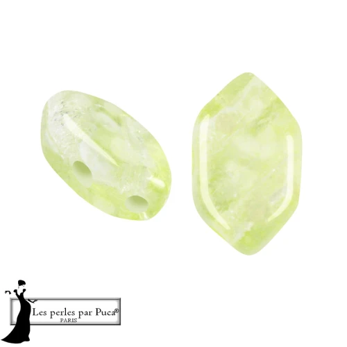 Perla in vetro Paros® di Puca® 7x4 mm - Silver Foil Green x10g