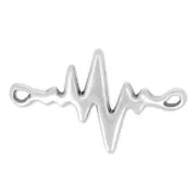 Intercalare cardiogramma 2 fori 34x22 mm Placcatura argento antico x1