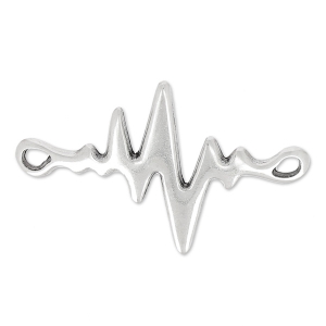 Intercalare cardiogramma 2 fori 34x22 mm Placcatura argento antico x1