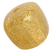 Perla cubica irregolare 16x17 mm in acrilico trasparente - Dorato x10