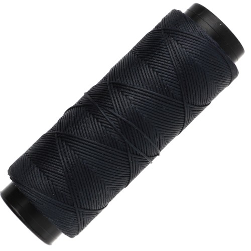 Filo piatto in poliestere cerato - Slam Cord per micro macramè 0,8 mm - Blu navy x 100 m