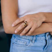 Anello aperto largo - Misura 55 - Acciaio inossidabile 304 Dorato x1
