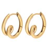 Orecchini a cerchio di design 19x17,5 mm - Acciaio inossidabile 304 Dorato x2