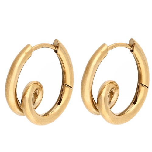 Orecchini a cerchio di design 19x17,5 mm - Acciaio inossidabile 304 Dorato x2