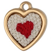 Ciondolo a forma di cuore ricamato 16x14 mm - motivo a cuore - Acciaio inossidabile 304 Dorato x1|raw }}