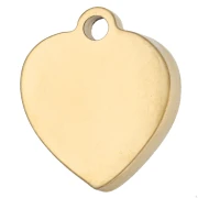 Ciondolo a forma di cuore ricamato 16x14 mm - motivo a cuore - Acciaio inossidabile 304 Dorato x1