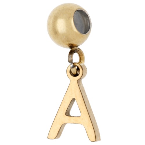 Perla di fermo da 5 mm con ciondolo a forma di lettera A - Acciaio inossidabile 304 Dorato x1