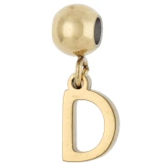 Perla di fermo da 5 mm con ciondolo a forma di lettera D - Acciaio inossidabile 304 Dorato x1