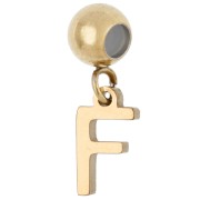 Perla di fermo da 5 mm con ciondolo a forma di lettera F - Acciaio inossidabile 304 Dorato x1