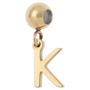 K - Perla di fermo da 5 mm con ciondolo a forma di lettera K - Acciaio inossidabile 304 Dorato x1 Perla di fermo da 5 mm con ciondolo a forma di lettera K - Acciaio inossidabile 304 Dorato x1