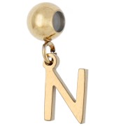 N - Perla di fermatura da 5 mm con ciondolo a forma di lettera N - Acciaio inossidabile 304 Dorato x1 Perla di fermatura da 5 mm con ciondolo a forma di lettera N - Acciaio inossidabile 304 Dorato x1