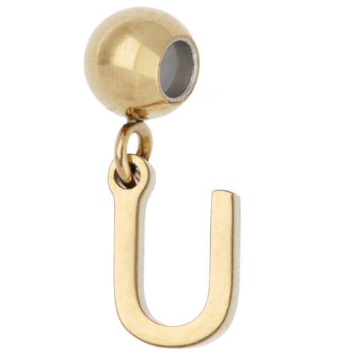Perla di fermo da 5 mm con ciondolo a forma di lettera U - Acciaio inossidabile 304 Dorato x1