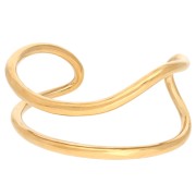 Bracciale a girocollo doppio irregolare 33x170 mm - Polso largo - Acciaio inossidabile Dorato 304 x1