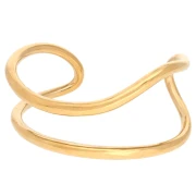 Bracciale a girocollo doppio irregolare 33x170 mm - Polso largo - Acciaio inossidabile Dorato 304 x1