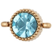 Distanziatore rotondo da 8 mm con cabochon in vetro - Acciaio inossidabile 304 Dorato - Azzurro
