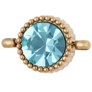 Distanziatore rotondo da 8 mm con cabochon in vetro - Acciaio inossidabile 304 Dorato - Azzurro