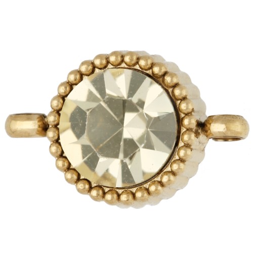 Distanziatore rotondo da 8 mm con cabochon in vetro - Acciaio inossidabile 304 Dorato - Giallo x1