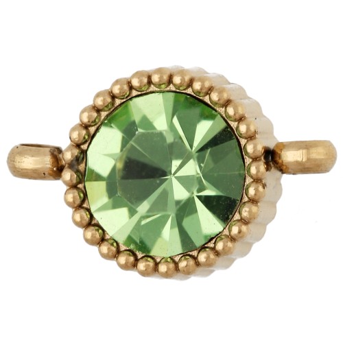 Distanziatore rotondo da 8 mm con cabochon in vetro - Acciaio inossidabile 304 Dorato - Verde chiaro