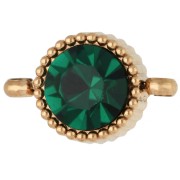 Distanziatore rotondo da 8 mm con cabochon in vetro - Acciaio inossidabile 304 Dorato - Smeraldo x1