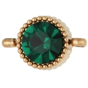 Distanziatore rotondo da 8 mm con cabochon in vetro - Acciaio inossidabile 304 Dorato - Smeraldo x1