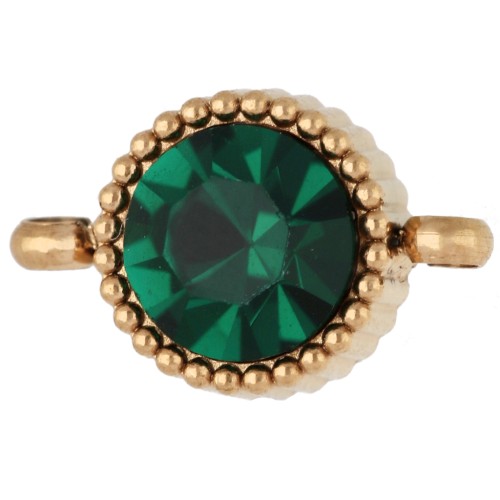 Distanziatore rotondo da 8 mm con cabochon in vetro - Acciaio inossidabile 304 Dorato - Smeraldo x1
