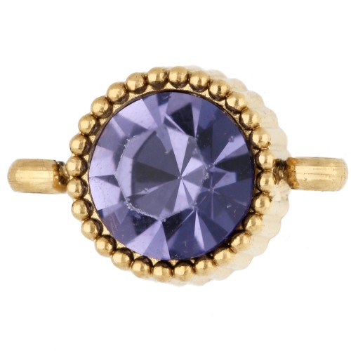 Distanziatore rotondo da 8 mm con cabochon in vetro - Acciaio inossidabile 304 Dorato - Lilla x1