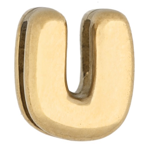 Farfallina per lettere 7,5x6 mm per cordoncino da 1,6 mm - U - Acciaio inossidabile 304 Dorato x1