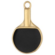 Ciondolo a forma di racchetta da ping pong 19,5x11,5 mm - Acciaio inossidabile 304 Dorato - Rosso - Nero