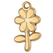 Ciondolo a forma di fiore 18,5x10 mm con strass e resina epossidica - Acciaio inossidabile 304 Dorato - Rosa