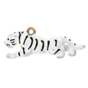 Ciondolo a forma di tigre 12x32 mm con resina epossidica - Acciaio inossidabile 304 Dorato - Bianco x1