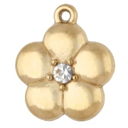 Ciondolo a forma di fiore da 9,5 mm con strass - Acciaio inossidabile 304 Dorato x1