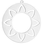 Pendente rotondo scavato da 30 mm - motivo etnico - Acciaio inossidabile 316L x1