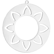 Pendente rotondo scavato da 30 mm - motivo etnico - Acciaio inossidabile 316L x1