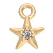 Mini ciondolo a forma di stella con ossido di zirconio 6x4,5 mm - Dorato con oro fino - Cristallo x1
