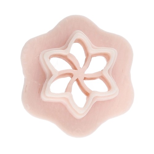 Mini stampino a forma di fiore n. 3 da 10 mm in polimero biodegradabile - Beige x1