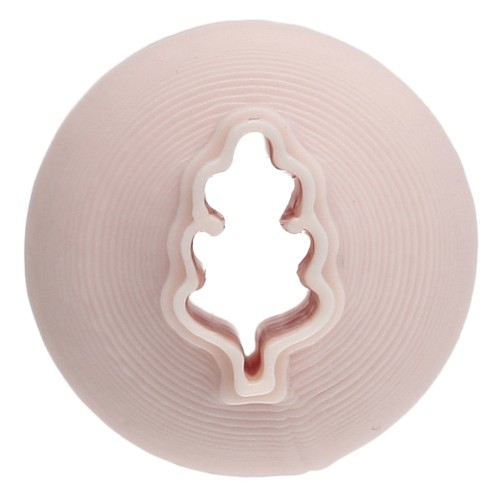 Mini stampino a forma di foglia di quercia 10x6 mm in polimero biodegradabile - Beige x1