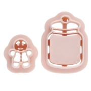 Set di formine a forma di barattolo con pan di zenzero in polimero biodegradabile - Beige x2