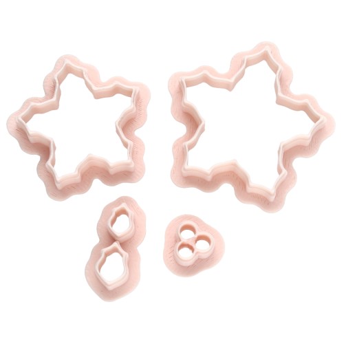 Set di formine a forma di stella di Natale 29x31 mm in polimero biodegradabile - Beige x4