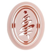 Tagliabiscotti ovale 25x18 mm - motivo albero di Natale - in polimero biodegradabile - Beige x1