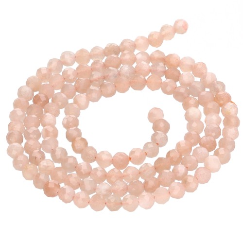 Perla rotonda sfaccettata da 3,5 mm in pietra semipreziosa - Sabbia x 38 cm